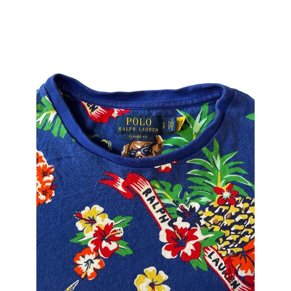 Polo Ralph Lauren Aloha Bear Shirt Men’s Small Hawaiian Graphic Tee Crew Neck - Picture 3 of 5